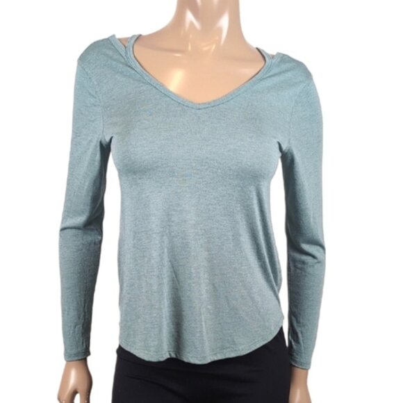 3/$20 Old Navy Active Go Dry Top Long Sleeve Teal Green Strappy Back Loose Fit - Picture 1 of 9
